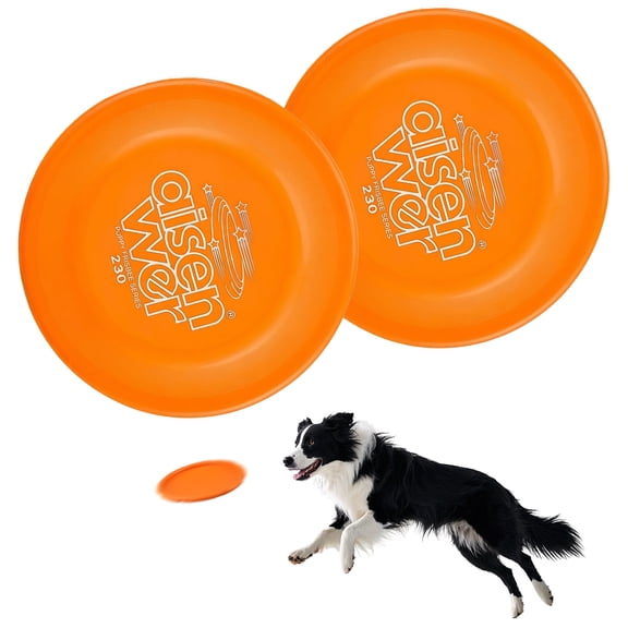Dog Flying Disc,9 Inch 2 Pack Durable Dog Toys,Nature Rubber Floating Flying Saucer for Water Pool Beach,Orange