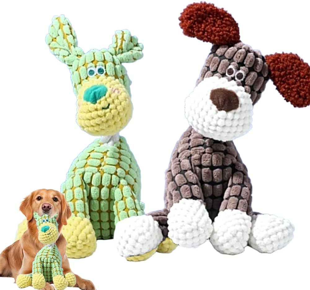 Durable Dog Toys, Fun Dog Toy for Aggressive Chewers Small Medium Large Breed, Crinkle Squeaky Plush Dog Puppy Chew Toys for Teething (green)