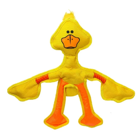 Durable Dog Toys Nylon with Rope Skeleton and Squeaker 15" Long Cute Animals (Yellow Duck)