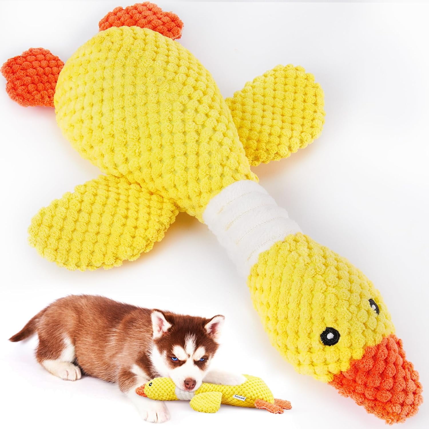 Durable Dog Toys for Small Large Dogs, Dog Chew Toy for Not Aggressive Chewers, Tough Squeaky Interactive Dogs Toys for Puppies Plush Puppy Toys Goose Pet Toy Puppy Chew Toys for Teething