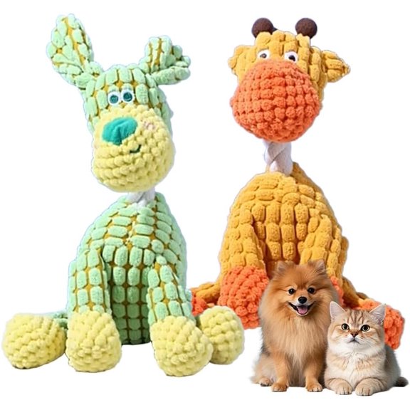 Durable Dog Toys for Aggressive Chewers, Rechargeable Squeaky Plush Chew Toy with Sound for Teething Puppies & Indoor Dogs
