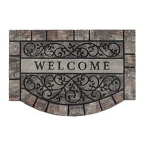 Texture Welcome Nature Black Rubber Durable Outdoor Doormats, 36" x 24", Non-Slip Backing