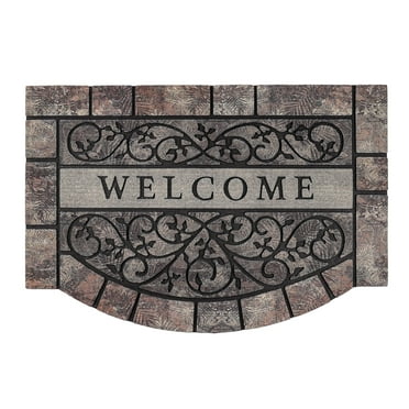 Texture Welcome Nature Black Rubber Durable Outdoor Doormats, 36" x 24", Non-Slip Backing
