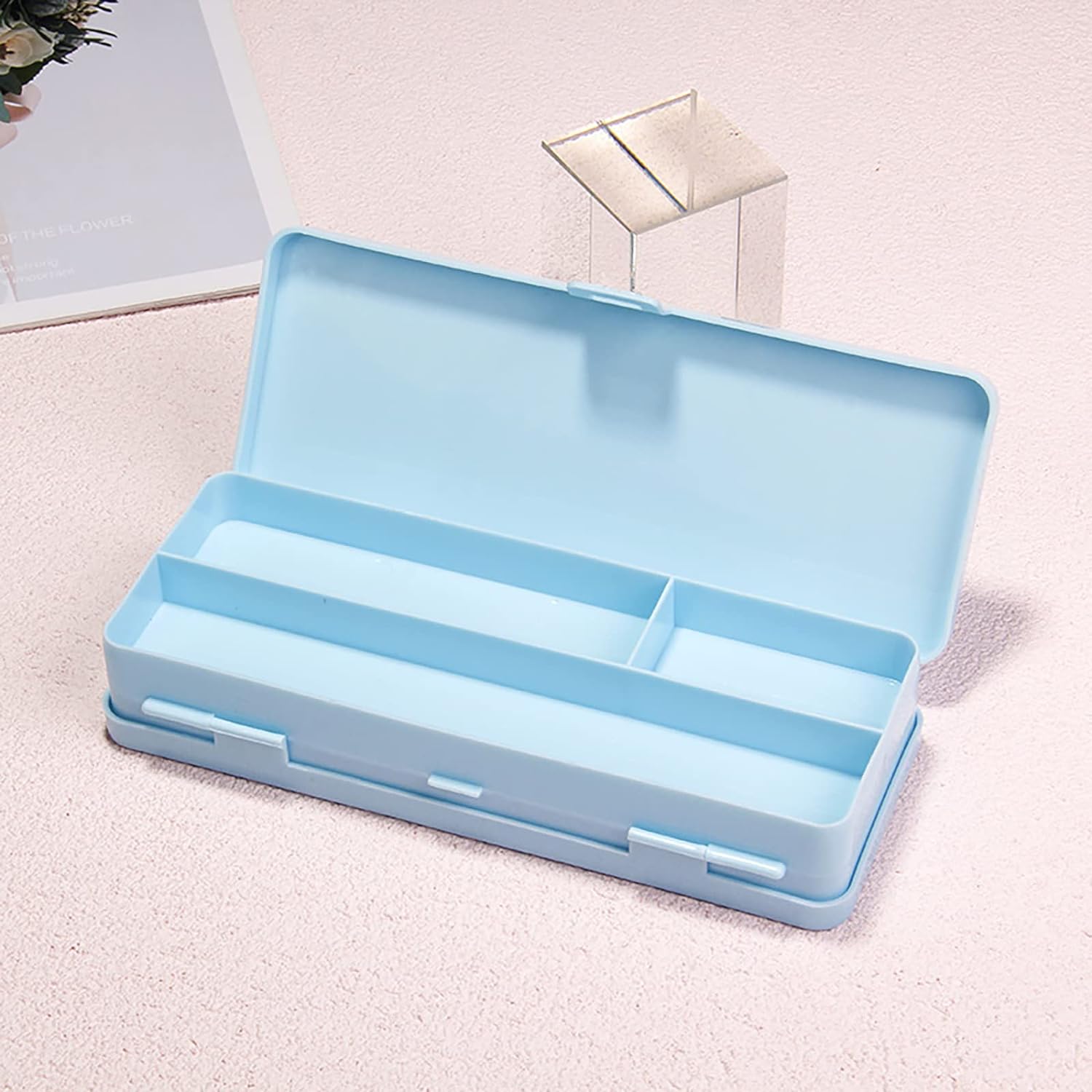 Durable Double Deck Plastic Pen Case Ideal Office Supplies Storage