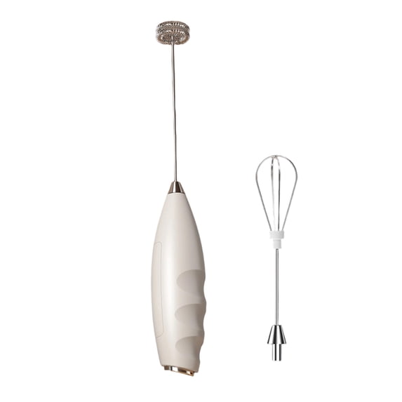 Durable Drink Mixer Handheld Coffee Blender, Cream Stirrer, Egg Mixer Kitchen Electric Milk Frother, Battery Operated, Battery Not Included (White)
