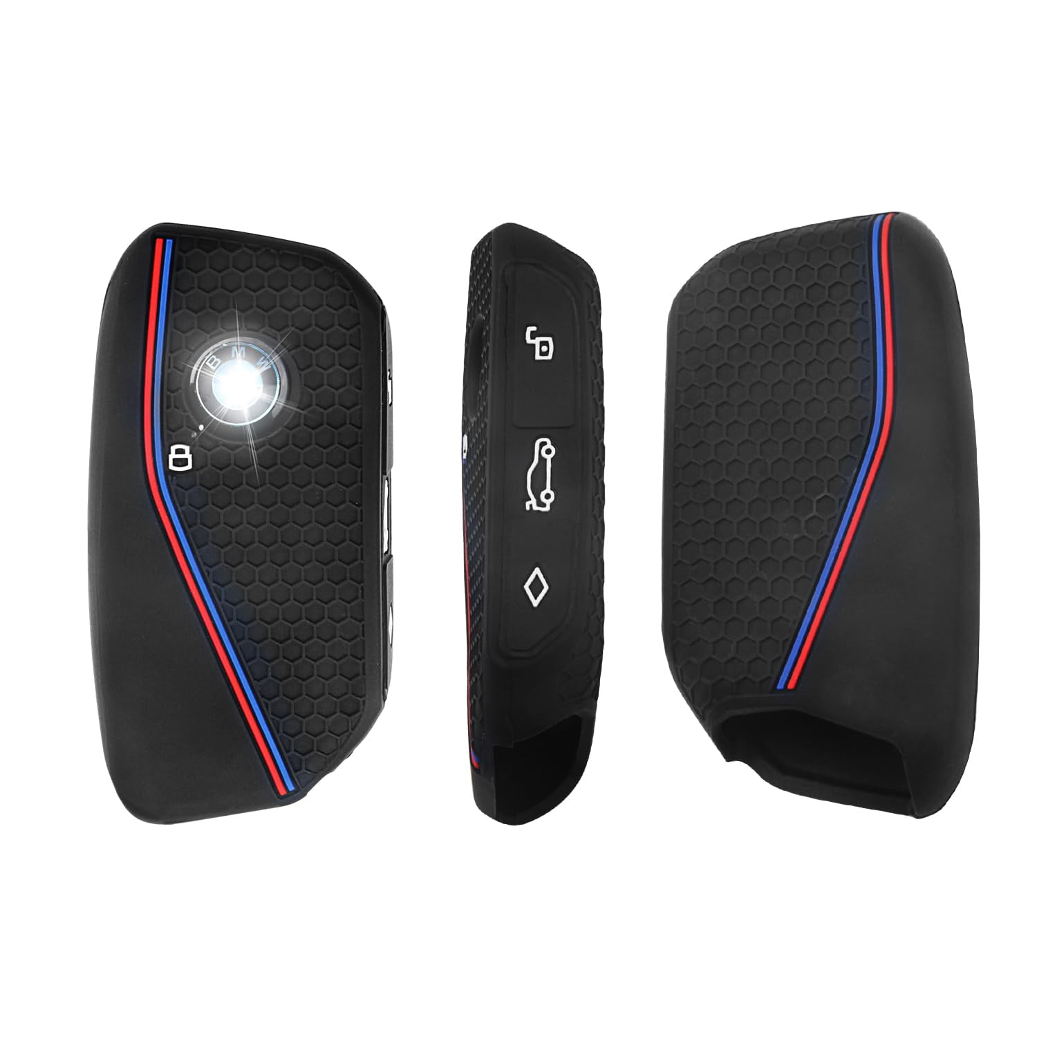Durable Dual-Layer Silicone Key Fob Covers 2-Pack for BMW 7 Series X5 X6 X7 iX i5 i7 M60 2023-2025 Shock-Absorbing Scratch-Resistant Remote Protector