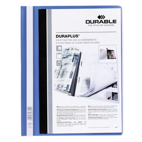 Durable Duraplus, Durable Film, HUNKE & Yoke Domestic Clear View Folders DIN A4 Blue