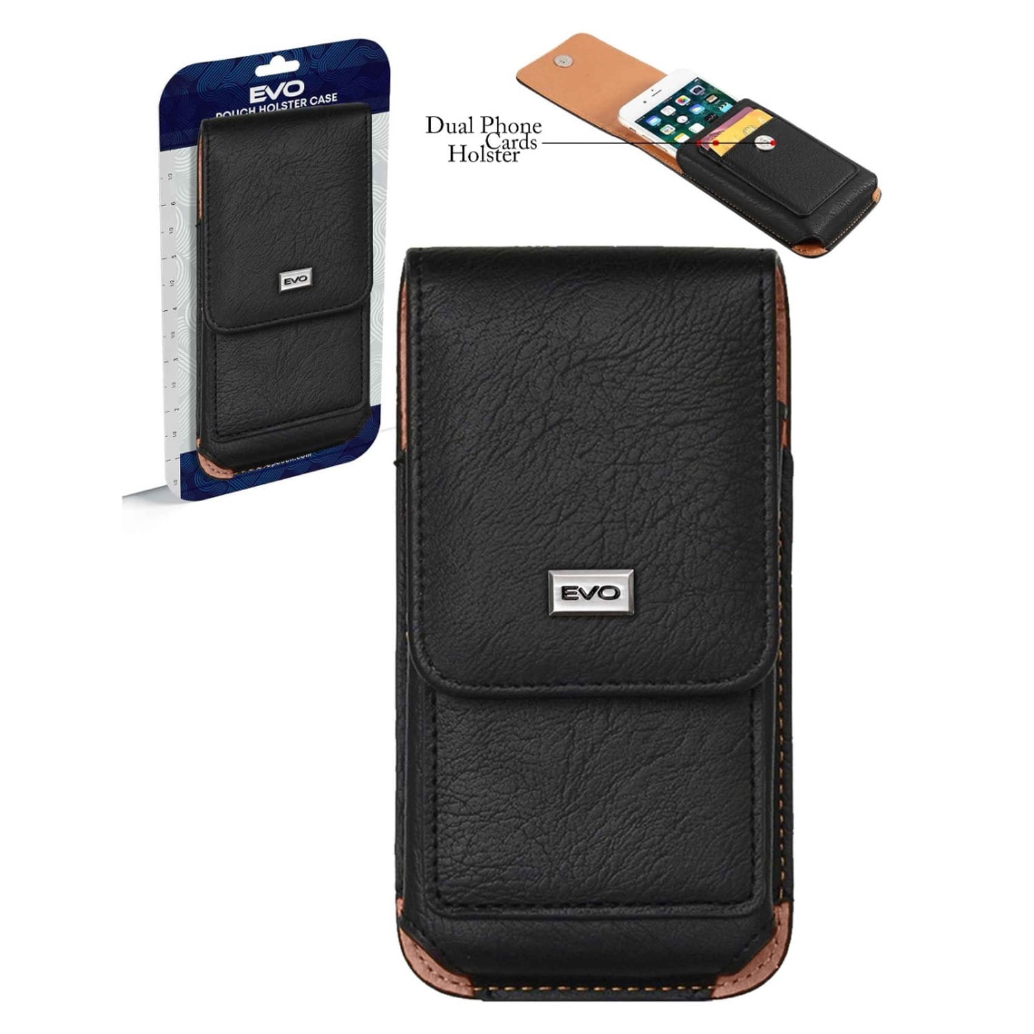 Durable EVO 6.9" Vertical Leather Pouch - Black