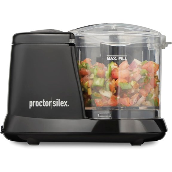 Durable Electric Vegetable Chopper & Mini Food Processor for Chopping, Puree & Emulsify, 1.5 Cup, Black
