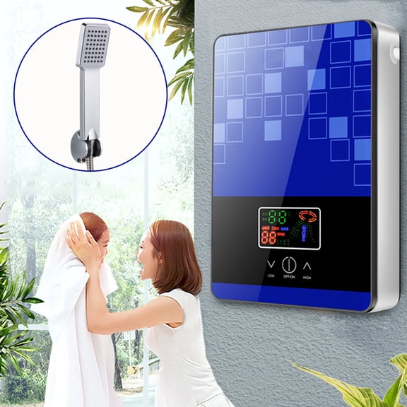 Durable Electric Water Heater  Stainless Steel Heating Element, Tempered Glass Panel, Instant Heating, Adjustable Thermostat, LED Display, Energy-Saving Design