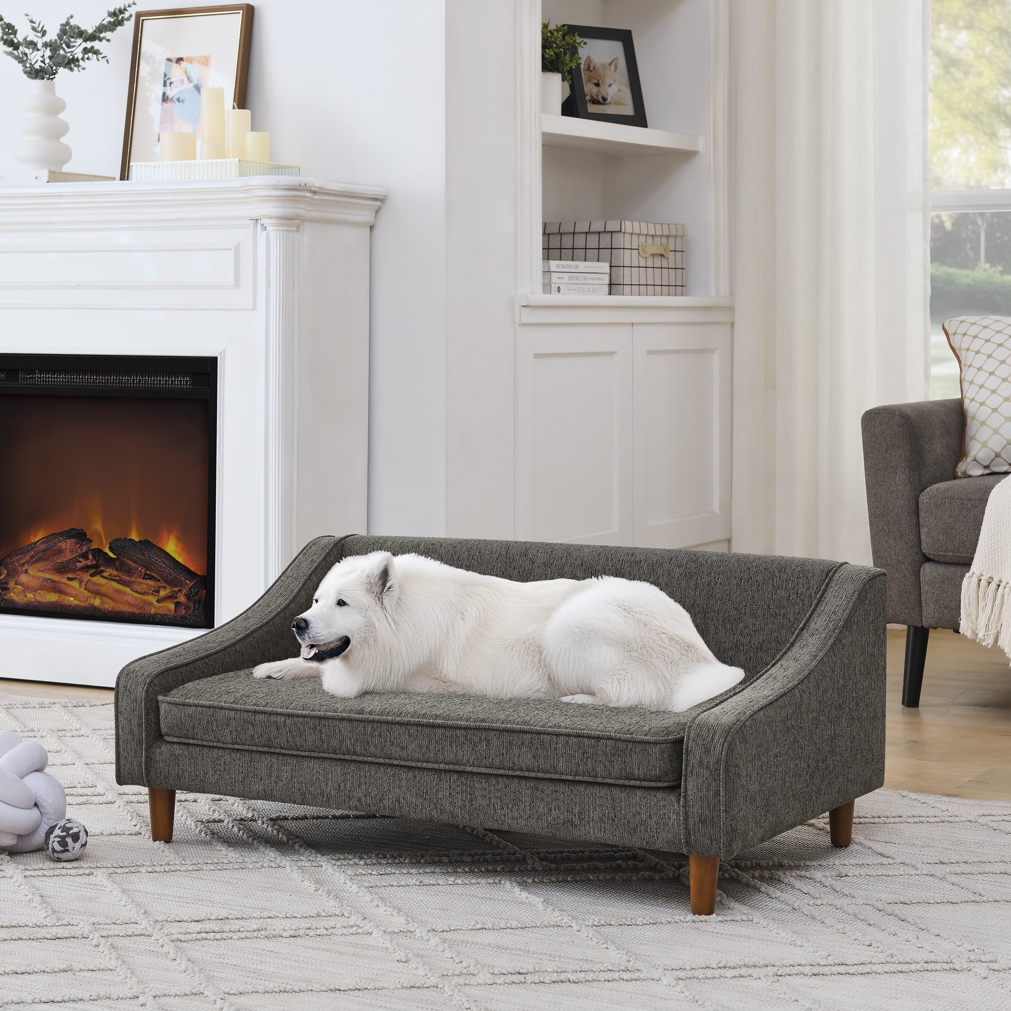 View of Durable Elevated Dog Sofa Bed,Pet sofa with modern irregular armrest ...