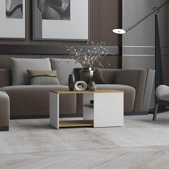 Durable Engineered Wood Folding Table with 4 Shelves - White