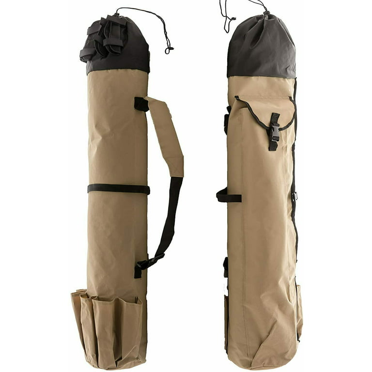 Durable Fishing Rod Bag Canvas Fisherman Case Organizer Pole Storage Bag Fishing Rod and Reel Carrier Organizer for Travel, Gift for Father, Boyfriend