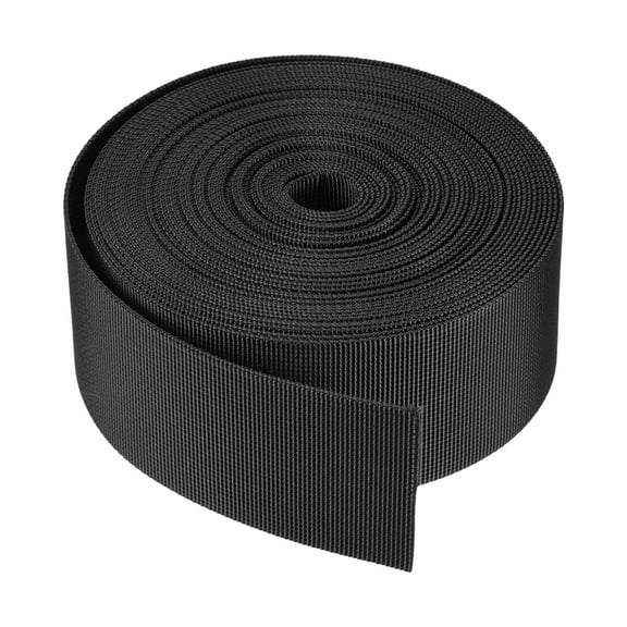 Durable Flat Nylon Webbing Strap for Backpack and Luggage Use, High Strength and Flexible Material Black