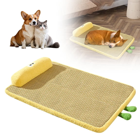 Durable Flax Pet Bed for Cats and Dogs - Cozy Indoor Chew- Bed for Home Room and