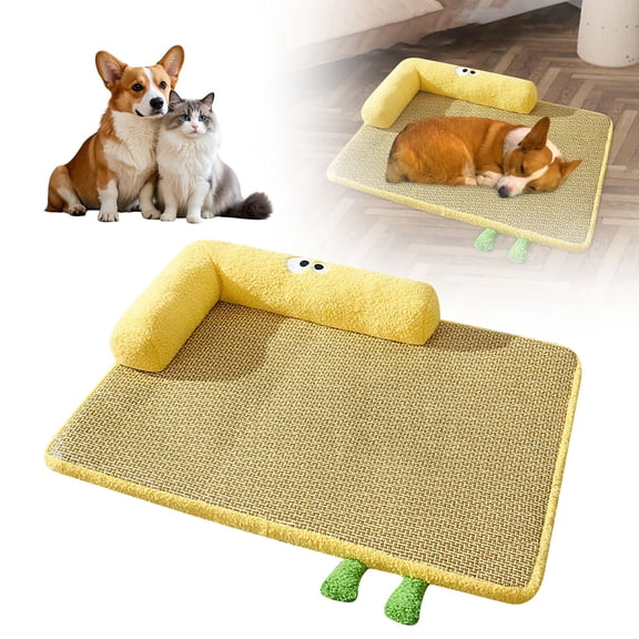 Durable Flax Pet Bed for Cats and Dogs | Indoor Chew- Cushion for Home and Room Comfort