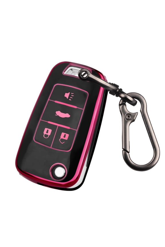 Durable Flexible TPU Key Fob Cover with 4-Button Protection and Detachable Keychain for Select Chevy Models: Equinox, Malibu, Impala, Cruze, Sonic, Camaro (2010-2019)