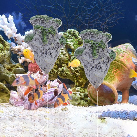 Durable Floating Stone Aquarium Ornament Green Artificial Stone Decor for Fish Tank Landscaping