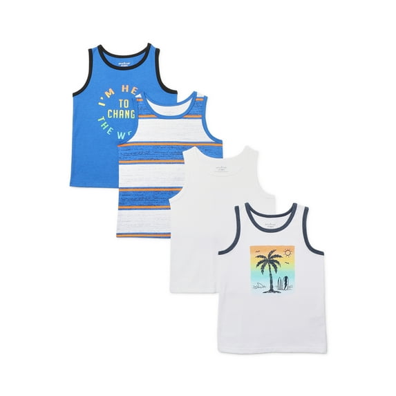 Garanimals Toddler Boy Graphic & Stripe Jersey Tank Tops, 4-Pack
