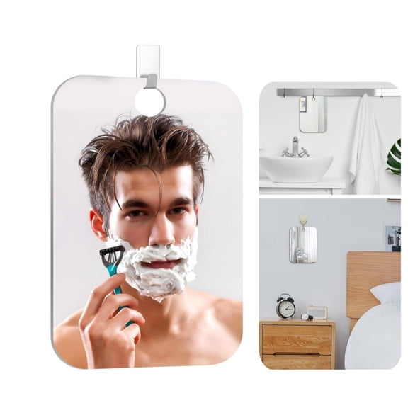 Durable Fogless Mirror for Shower,7.9x9.8In Portable Flat Anti Fog Mirror for Indoor,QZS Silver Plastic Shower Accessories for