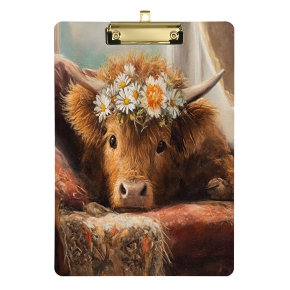 Durable Folder,12*9 in Suitable for Teachers Durable Portable Folder, Teaching Supplies, Suitable for Teachers and College Students' Learning Supplies Little Bull with Flowers
