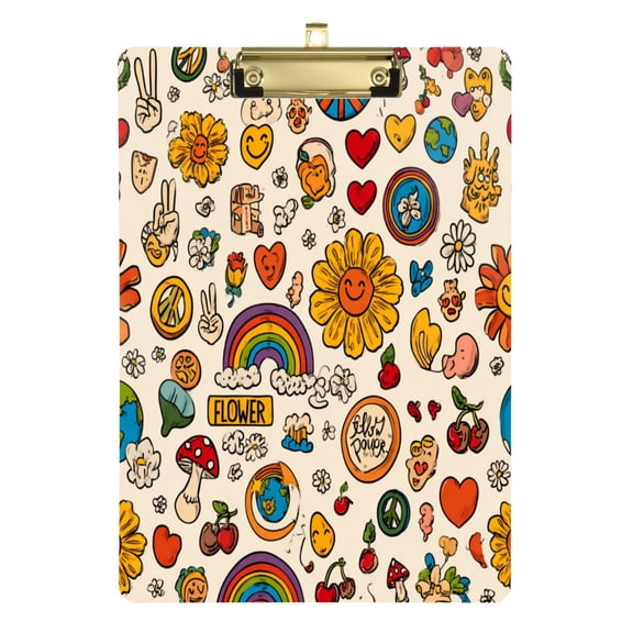 Durable Folder,12*9 in Suitable for Teachers Durable Portable Folder, Teaching Supplies, Suitable for Teachers and College Students' Learning Supplies Retro Hippie Logo