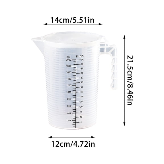 Durable Food-Grade Measuring Pitcher 8 Cups Measuring Cups with Handle for Liquid, Motor Oil, Pool & Lawn Chemicals, Dilution, Soap Mixing, Brewing, Commercial & Kitchen Use(2000ml)