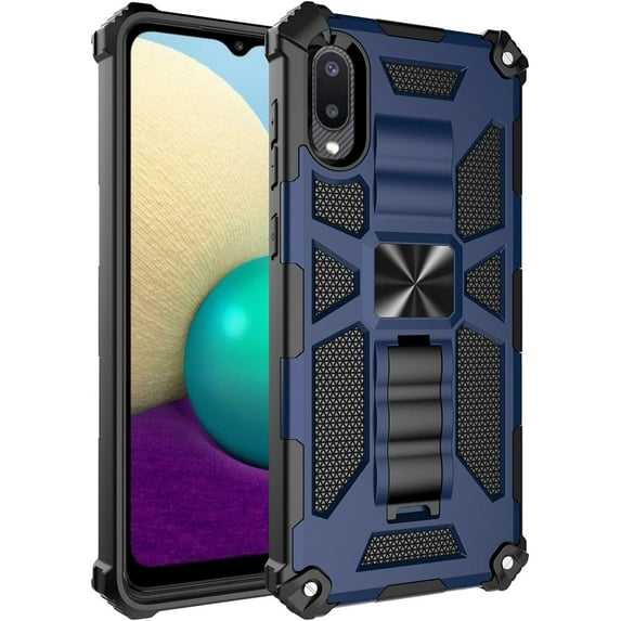 Durable Four Corners Shock Resistant Armored Phone Case for Samsung Galaxy A12 A22 A32 A82 4G 5G with Stand, Magnetic Back Cover(Blue,A22 4G)
