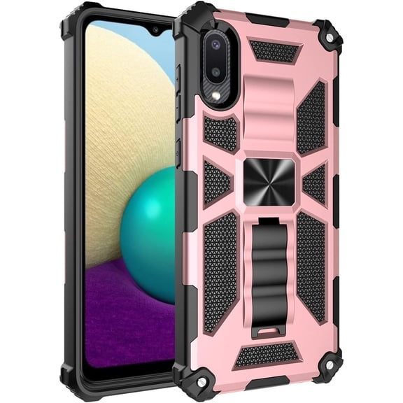 Durable Four Corners Shock Resistant Armored Phone Case for Samsung Galaxy Note 20 Ultra 10 Plus with Stand, Magnetic Back Cover(Pink,Note 20)