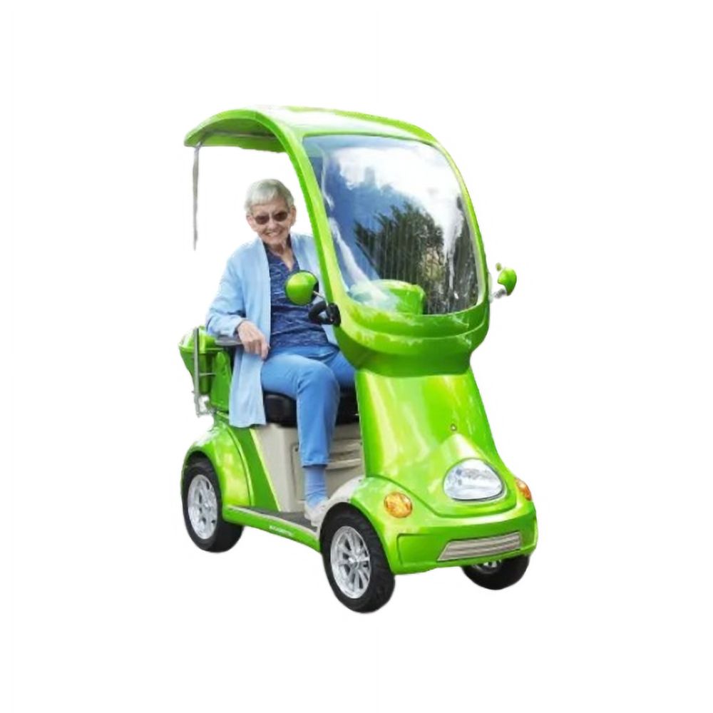 Durable Four Wheels Electric Golf Cart with Canopy, 500 lbs Weight Capacity, Drum Brakes, and 27-Inch Seat Height - Green