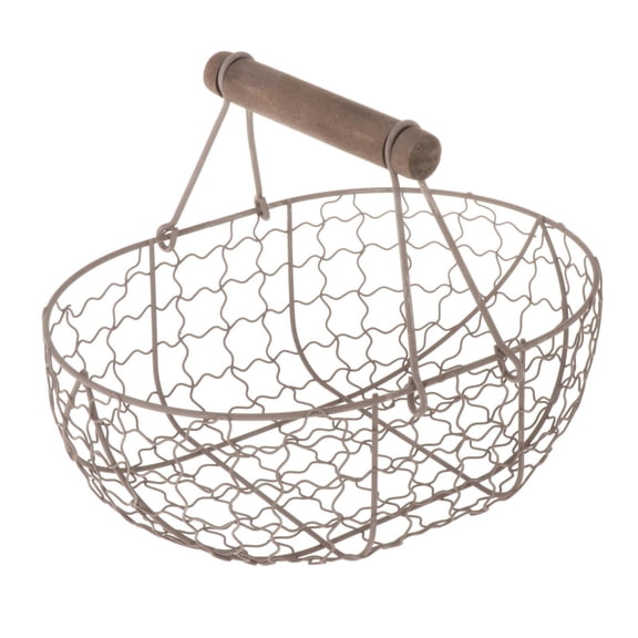 Durable Fruit Bowl Basket Ornament Decorative Countertop Rustic Geometric Wire Brown XL