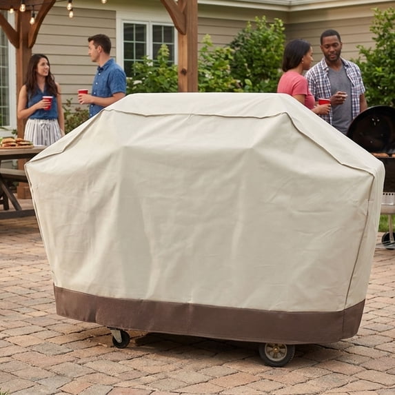 LB International Durable Full Outdoor Patio Premium Embossed Gas Grill Cover - Taupe