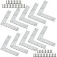 thumbnail image 1 of Durable Furniture Repair Kit, L-Type Stainless Steel Corner Braces With Countersunk Holes For Woodworking And Diy Projects (Set Of 10), 1 of 5