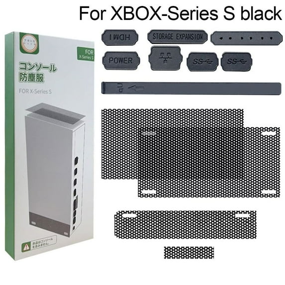Durable Game Console For Xbox Series X/S Dust Cover Anti-dust Jacks Mesh Filter Console Dust Plug FOR XBOX-SERIES S BLACK