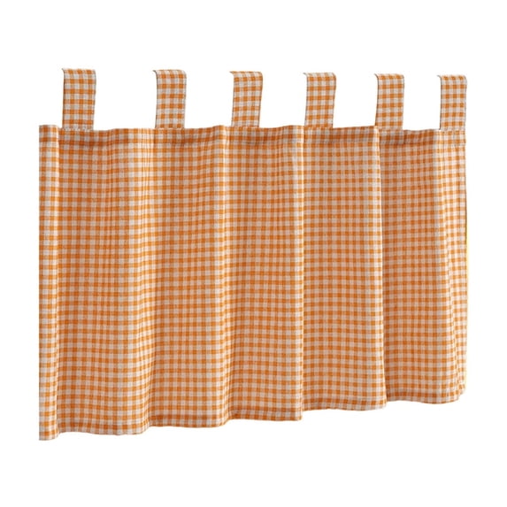 Durable Gingham Check Kitchen Window Valance, Rectangular Nylon Fabric Light Blocking Curtain for Kitchen Living Room Bedroom Dining Room, 39.37 X 17.72 Inches (Single Panel)