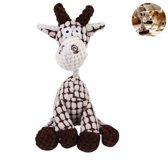 Durable Giraffe Dog Chew Toy, Plush Squeaky Puppy Teething Toy with Rope Body, Tough Textured Stuffed Pet Toy for Small Medium Dogs Bite Resistant Cleaning Teeth
