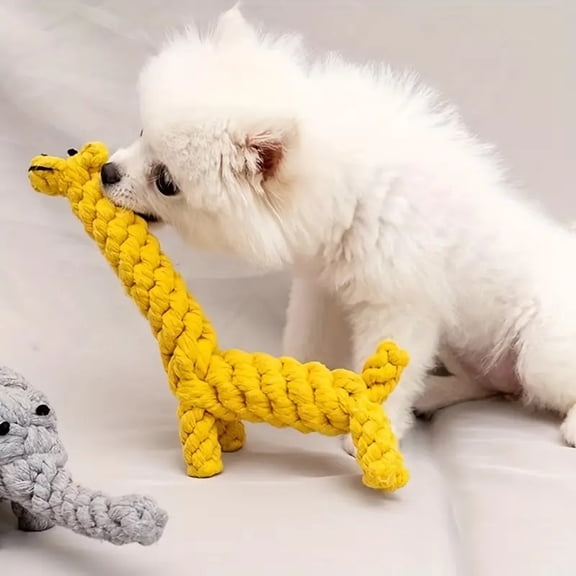 Durable Giraffe Shaped Rope Dog Chew Toy - Anti-Bite Teething Toy for Dogs