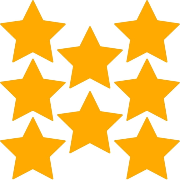 Durable Gloss Finish Golden Yellow 6.5 Inch Star Decal Stickers, for Floors, Ceilings, Walls, Laptops, and Smooth Surfaces, (Pack of 8 Stars)