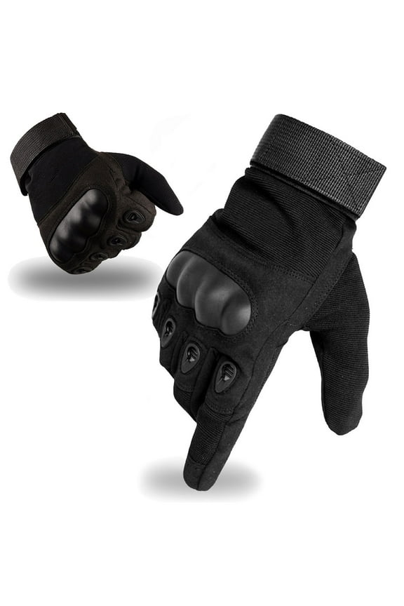 Durable Gloves for Motorcycle Cycling Riding Camping Outdoor Hiking - Full Finger Gloves (Black, Large)