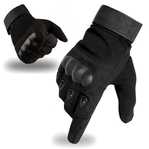 Gloves for Motorcycle Cycling Riding Camping Outdoor Hiking - Full Finger Gloves (Black, Medium)