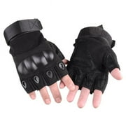 Durable Gloves for Motorcycle Cycling Riding Camping Outdoor Hiking - Half Finger Gloves (Black, Medium)