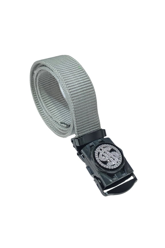 Durable Gray Nylon Everyday Belt with Modern Silver Auto-Lock Buckle | Lightweight, Adjustable and Strong Strap for All-Day Use and Outdoor Activities