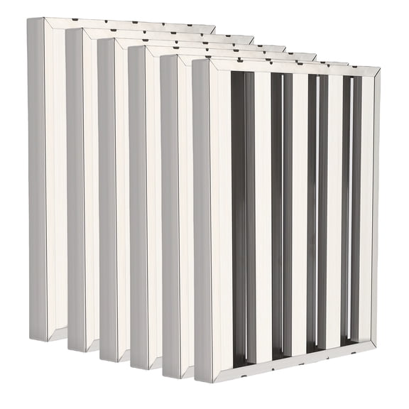 Durable Grease Vent Solution Commercial Microwave Range Hood Filter 19.5x15.5x1.9 in, Stainless Steel 5-Groove, 6-Pack, Replacement for Kitchen Exhaust Hoods & Microwave, Size: 19.5x15.5x1.9 inch