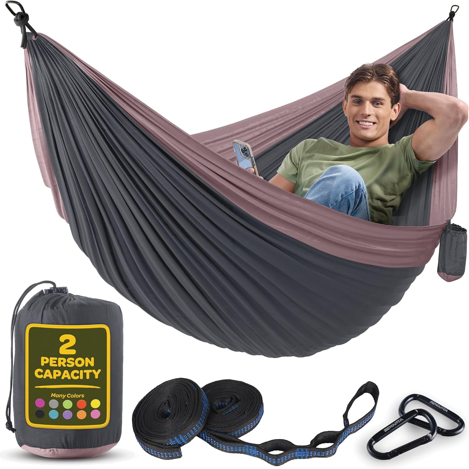 Durable Hammock 400 lb Capacity, Nylon Camping Hammock Chair - Double ...