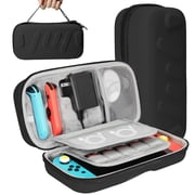Durable Hard Shell Carrying Case Compatible with Nintendo Switch OLED, Joy-pad Controllers & AC Adapter - Protective Travel Storage Bag-Black-American Standard