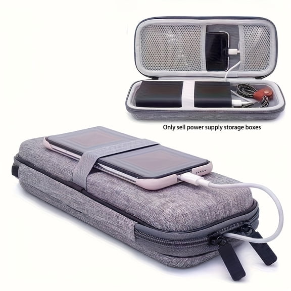 Durable Hard Shell Travel Case for High-Capacity Portable Power Banks and Electronic Devices in Light Gray