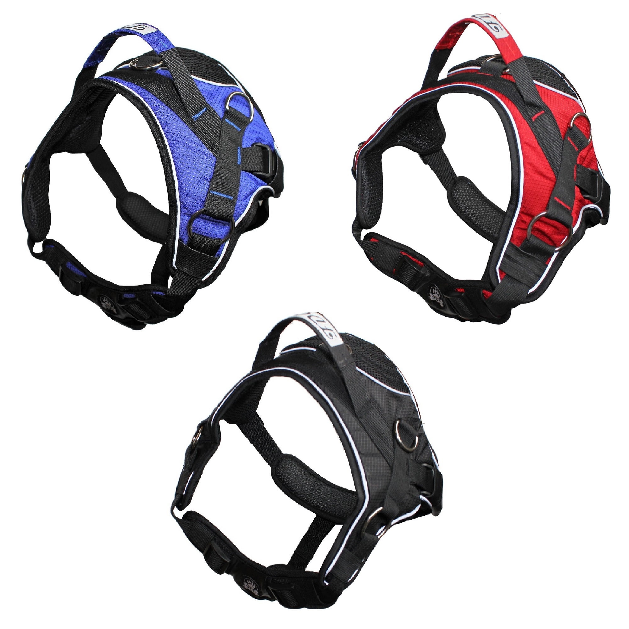 Durable Heavy Duty Padded No-Pull Dog Harness Handle Reflective Blue Sz Medium (chest 18" - 22")