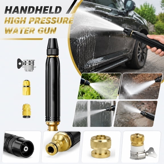 Durable High Pressure Handheld Power Washing Nozzle Kit, Quick Connect Hose, Garden Hose Accessories, Garden Hose Fittings, 6X1 in Compact Build, Textured Non-Slip Grip, 3