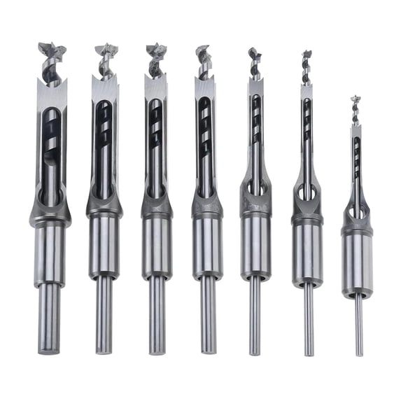 Durable Hole Drill Bit HSS Mortising Chisels Set Square Hole Drill Bit for Drill 7Pcs B