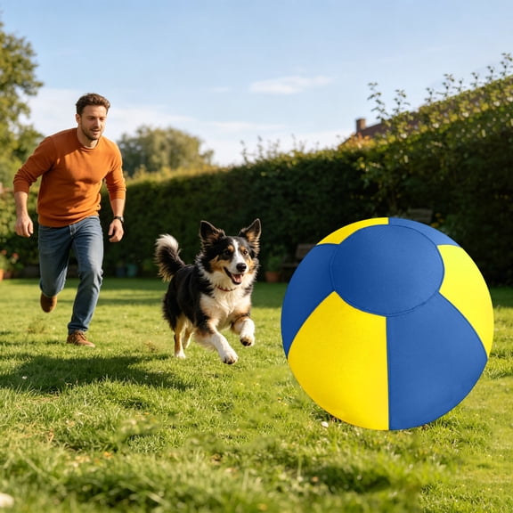 Durable Inflatable Dog Play Ball, Soft Large Herding Training Soccer Ball Toy for Medium Large Dogs Outdoor Backyard Game